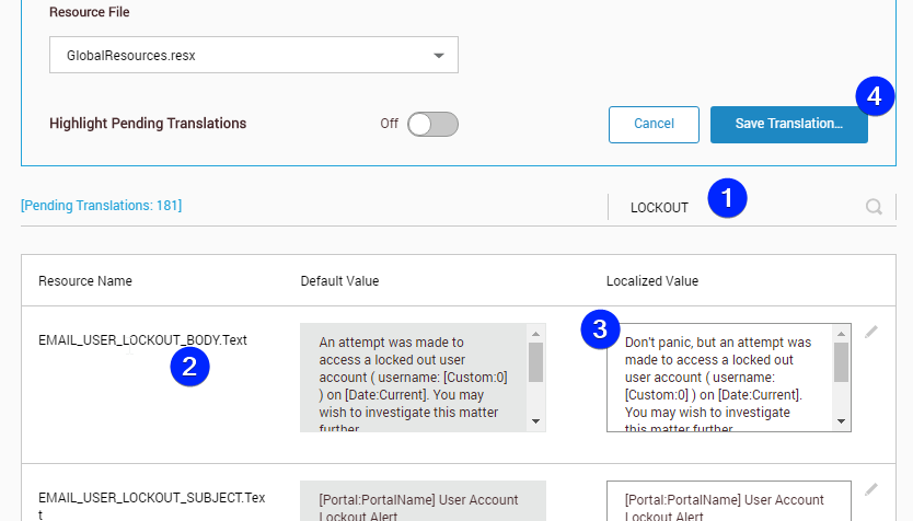 DNN Language Editor changes